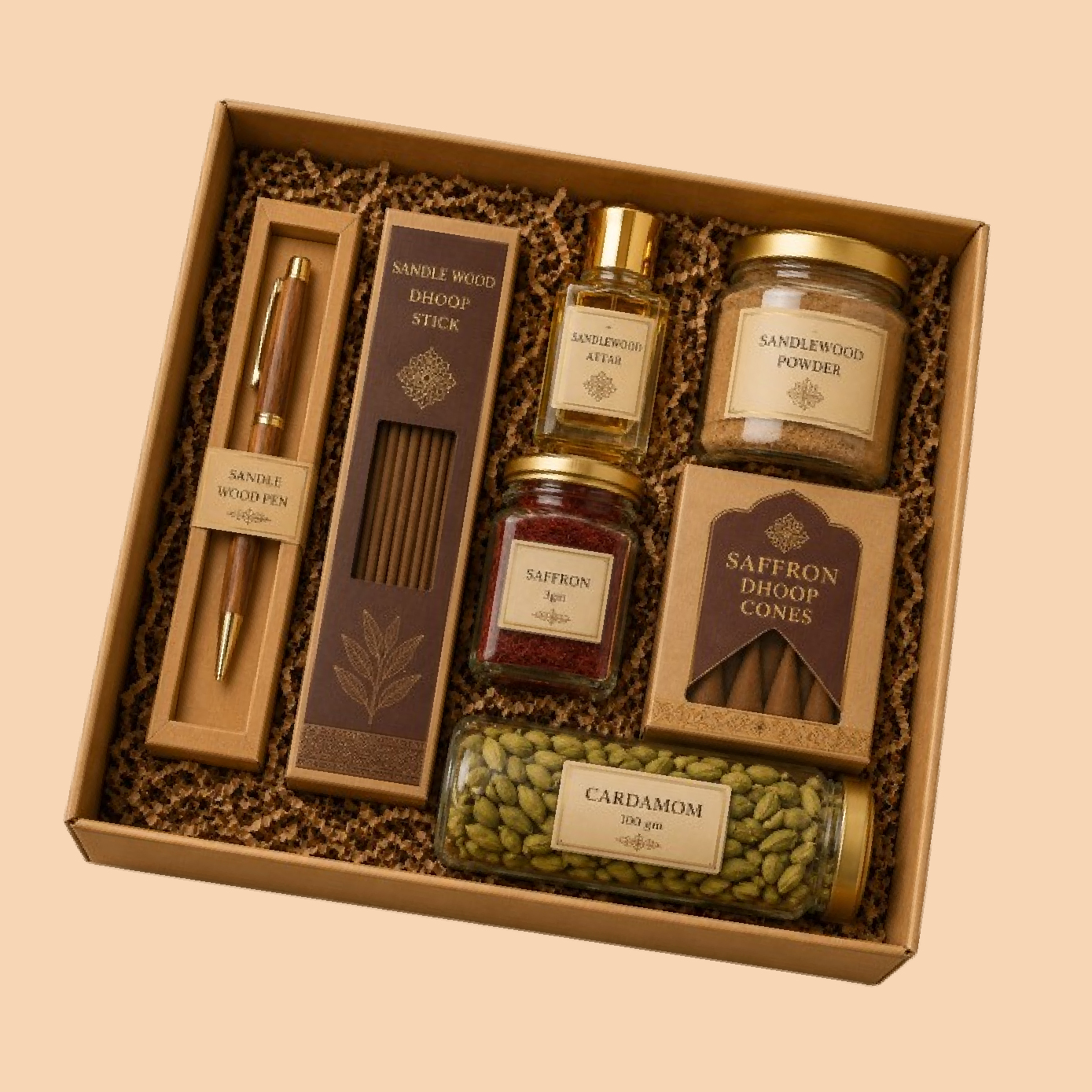 Gift Set-4: Sandalwood & Saffron Premium Diwali Gift Hamper