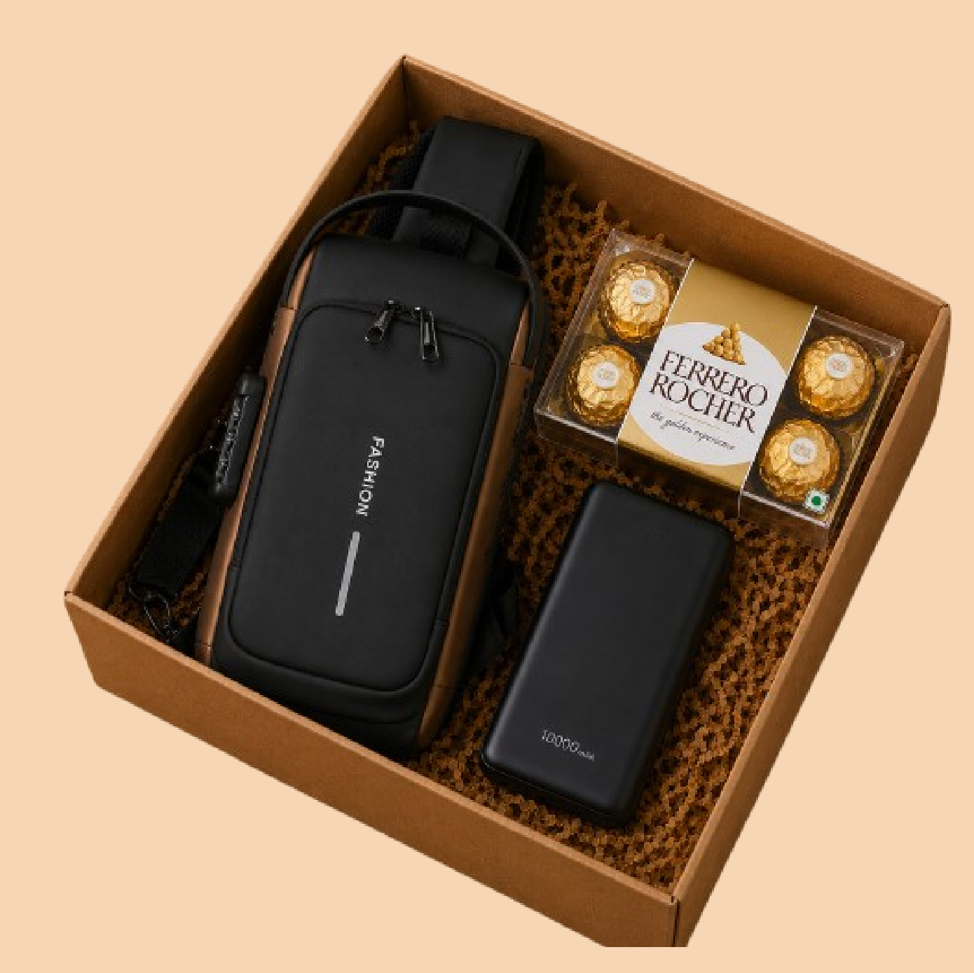 Gift Set-6: Sling Bag + Ferrero Chocolate + Power Bank Gift Hamper