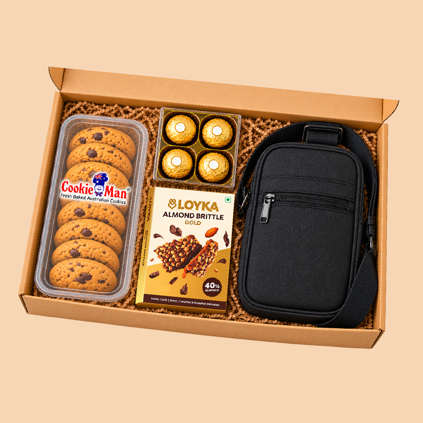 Gift Set-9: Loyka Almond Brittle + Cookies + Ferrero Rocher Gift Hamper