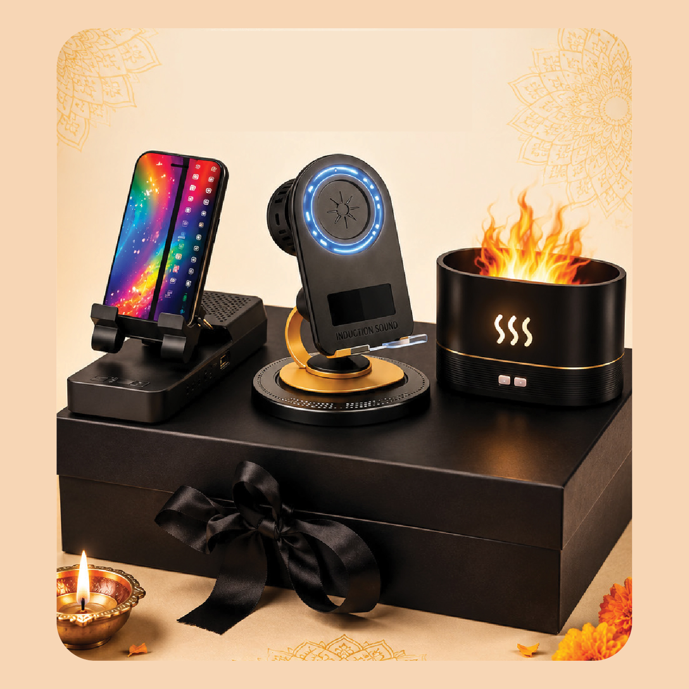 Gift Set-26:Speaker with Wireless Charger + Wireless Charger + Humidifier + Gift Box