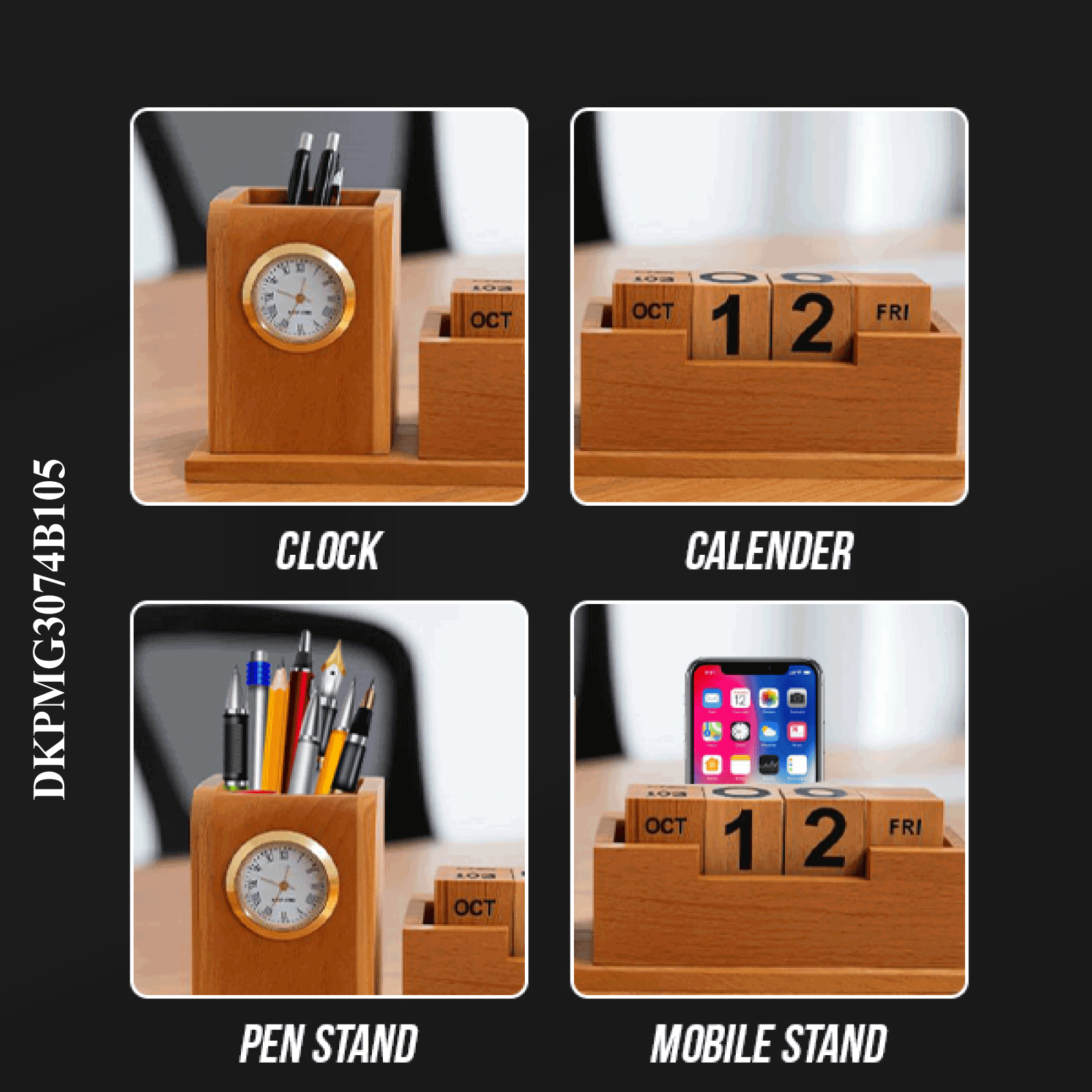 Wooden Calender pen stand - view 2