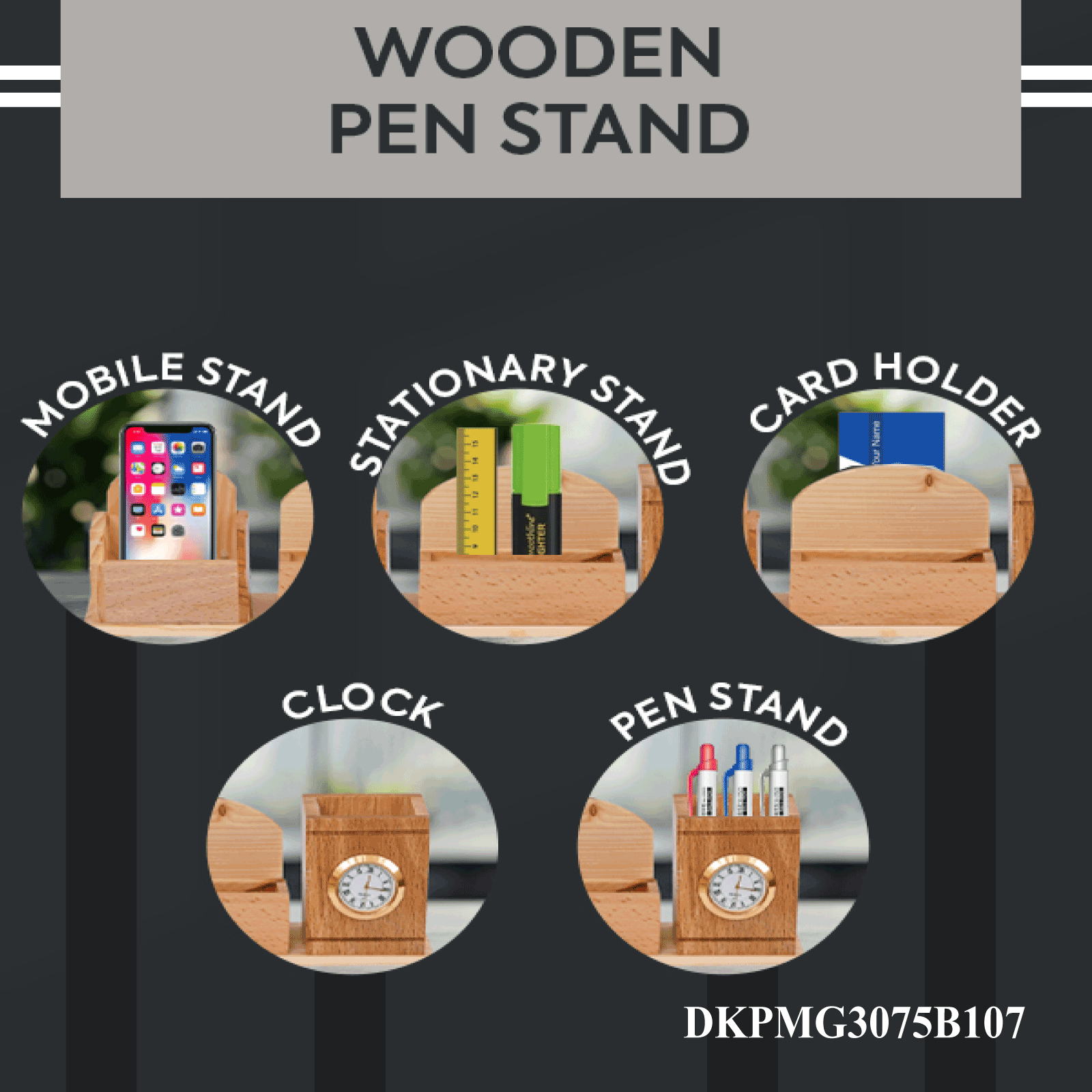 Wooden Calender pen stand - view 2