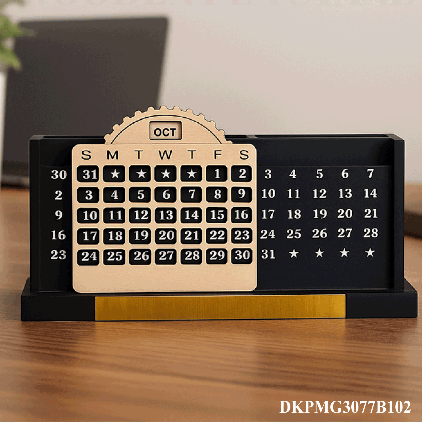 Wooden Calender pen stand