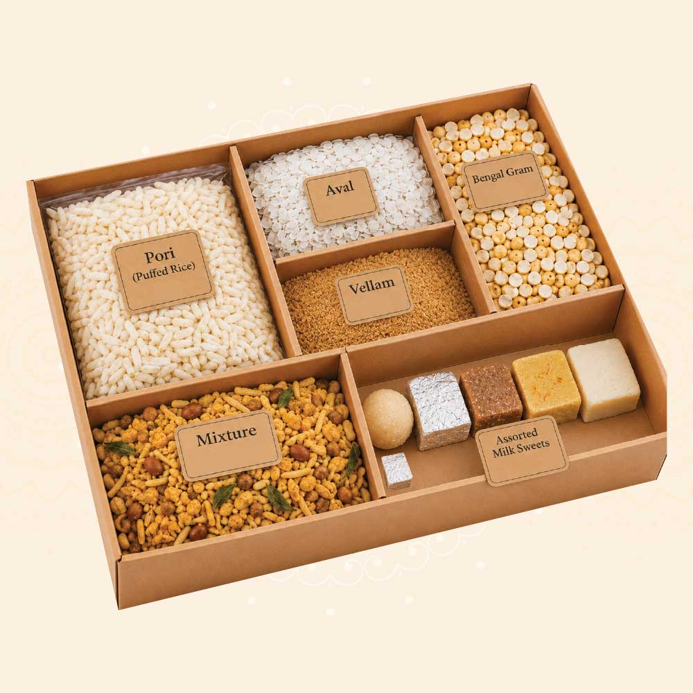 Ayudha Pooja Package 07 - Premium Prasadam Box with Sweets and Mixture (775 g)